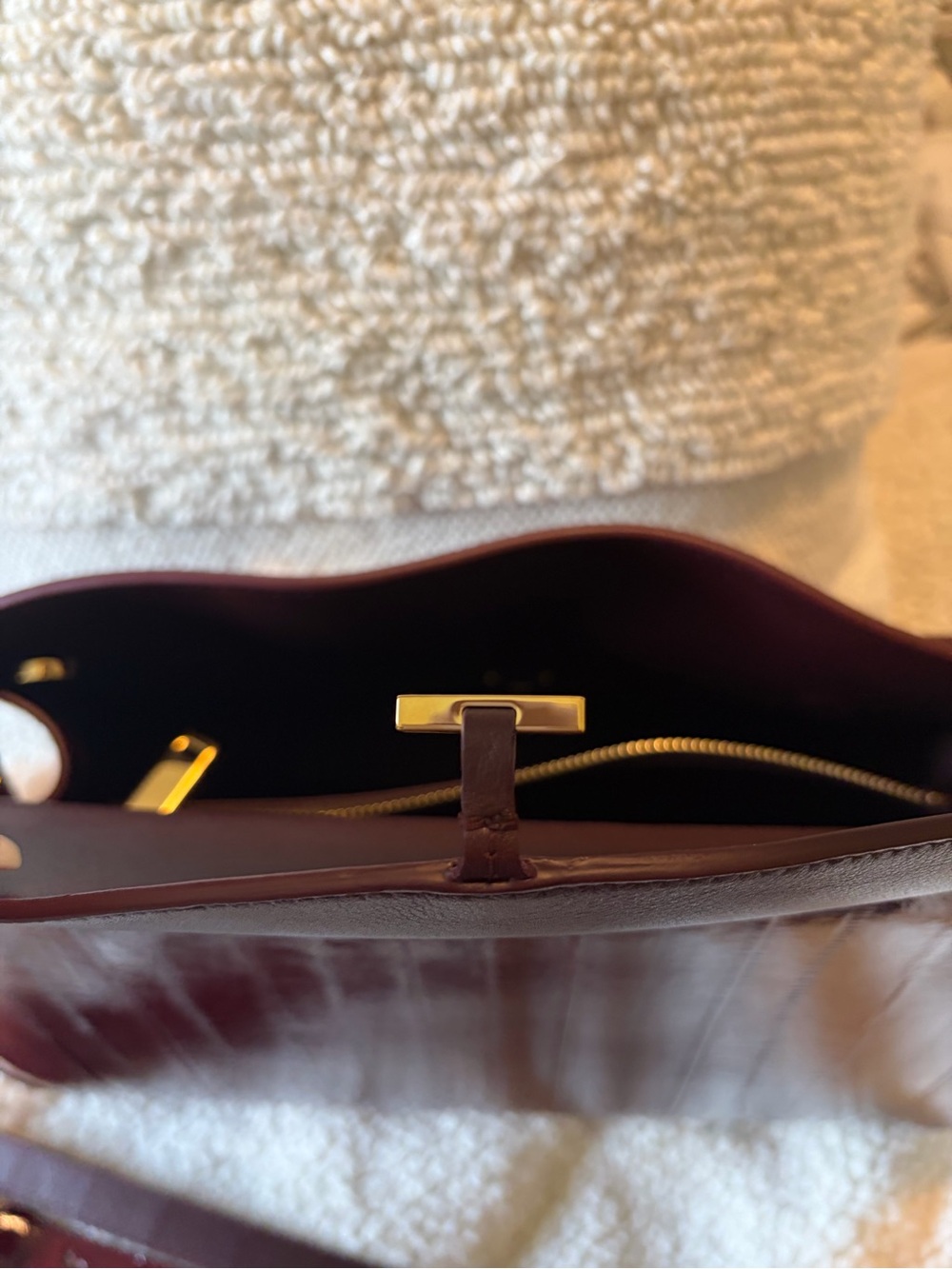Salvatore Ferragamo Deep Burgundy Patent Shoulder Bag with Gold Hardware - Picture 8 of 14